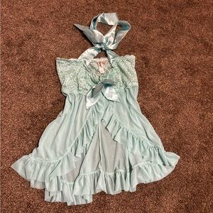 Dreamgirl Aqua Lace Halter lingerie Dress